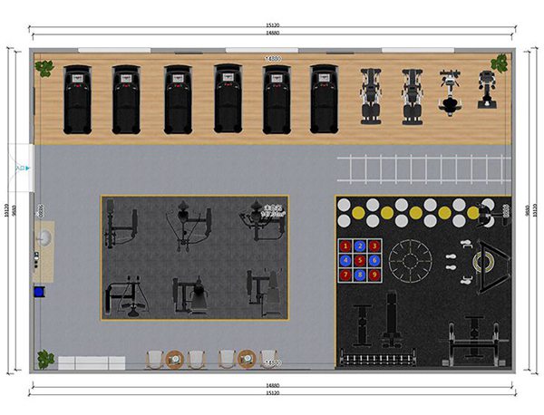 120平方健身房配置方案-广西KS体育直播体育健身器材有限公司